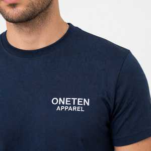ONETEN APPAREL <b>Men's</b> <b>Navy</b> <b>Blue</b> Short Sleeve O-Neck <b>T</b>-<b>Shirt</b> with Pattern Front Digital Print Casual Oversized Fit Tee - Product Image 6