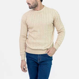Men's <b>Cable</b> <b>Knit</b> Pullover <b>Sweater</b> Full Sleeve Solid Color Button Customized Color Autumn Wear Breathable 100% Polyester - Product Image 3
