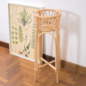 Handcrafted Farmhouse Wicker Flower <b>Pot</b> Rattan Plant Stand Home Interior Wood <b>Holder</b> for Plants - Product Image 1