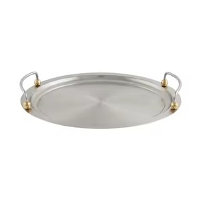 Plateau rectangulaire plat de style best-seller avec poignées latérales festonnées en acier inoxydable pour service de banquet de mariage - Product Image 3