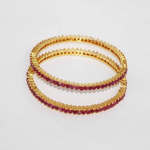 Memoria Jewels Natural Precious Gemstone <b>Ruby</b> Bangle Gold Plated 925 Sterling Silver Women's Engagement Gift Party Jewelry - Product Image 4