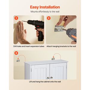 Armadietto da Bagno a Parete con 2 Ante e Ripiani Regolabili, Organizzatore Sospeso per Toilette, Armadietto Portamedicinali, Mobile da Bagno a Parete - Product Image 6