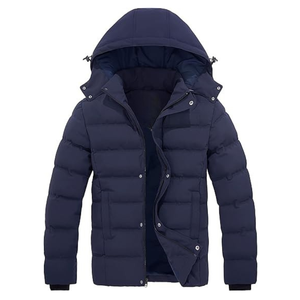 Veste d'hiver rembourrée épaisse à col montant bleu foncé pour homme, sur mesure OEM, vente en gros - Product Image 1