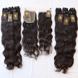 Mèches de cheveux humains indiens avec Closure 13x4 13x6 Transparent Swiss Hd Lace Frontal Closure avec cheveux indiens bruts non traités - Product Image 1