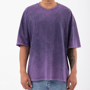 T-shirt décontracté uni à col rond en mélange polyester-coton pour homme, manches courtes, doux et respirant, vente en gros pour l'été - Product Image 6