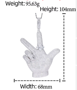 Pendentif Orelia Luxe pour homme en moissanite grande taille, coupe ovale, en argent sterling, design massif, style Hip Hop Streetwear, cadeau, troisième partie - Product Image 1