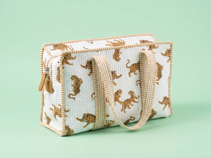 Sac fourre-tout matelassé en coton imprimé léopard avec fermeture éclair pour le shopping et les trajets quotidiens - Product Image 4
