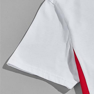 Ensemble T-shirt blanc à col rond pour homme avec short bicolore rouge et bleu marine, séchage rapide, tenue décontractée d'été - Product Image 6