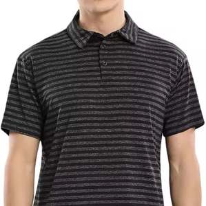 Polo rayé noir pour homme, nouvelle mode, coupe ajustée, en coton et élasthanne respirant, manches courtes, grandes tailles, vente en gros - Product Image 3