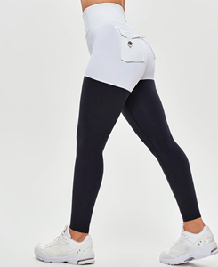 Womens Lightweight High Waist Contrast Stitch Yoga <b>Leggings</b> Full Length Solid Color Four-Way Stretch Seamless Elastic Waist Pant - Product Image 2