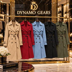 Gabardina Larga para Mujer al por Mayor, Personalizada, con Cinturón, Doble Botonadura, Clásica, de Moda, Prenda Exterior, OEM, Marca Privada - Product Image 4