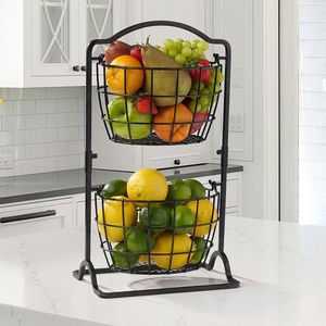 Cesta de frutas de hierro de doble capa de gran calidad a precio razonable, soporte metálico para frutas para almacenamiento de frutas y verduras en la cocina - Product Image 6
