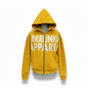 Sudadera con capucha y sudadera de algodón 100% de alta calidad para hombre, con estampado de diamantes de imitación en toda la prenda, peso pesado de 550 gramos, estilo urbano personalizado, venta al por mayor. - Product Image 1