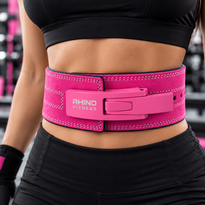 Cinturón de Levantamiento de Pesas de Cuero Rosa Rhino Fitness, Soporte Envolvente Ajustable para Adultos - Product Image 3