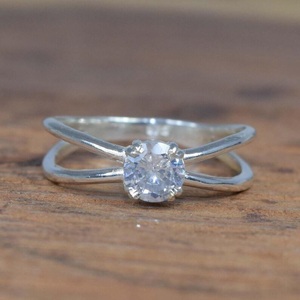 925 Sterling Silver Cubic Zirconia <b>Statement</b> <b>Ring</b> Boho Handmade Fashion Jewelry Gift for Women - Product Image 2