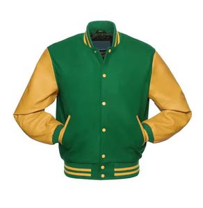 Varsity <b>Jacket</b> Wool Body Leather Sleeves with Embroidered Chenille Patches <b>Canvas</b> Letterman Baseball <b>Jacket</b> - Product Image 6