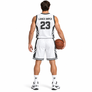 Ensemble de maillot et short de basket-ball personnalisés, fabrication directe, vêtements de sport d'équipe, polyester respirant, sublimation complète, logo personnalisé - Product Image 4