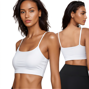 Soutien-gorge de sport pour femme à bretelles, maintien moyen, noir uni, haut de yoga - Product Image 4