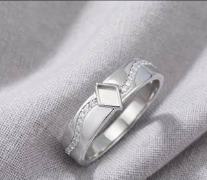 Bague en argent sterling 925 avec résine pour lait maternel, monture rectangulaire 3x5mm, bague commémorative DIY, bague large vierge pour homme - Product Image 1