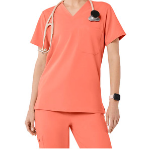 Conjunto de Uniforme Médico para Mujer, Color Coral, Cuello en V, Manga Corta, Top y Pantalones, Uniforme de Enfermera de Hospital - Product Image 1