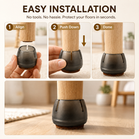 Couvre-pieds de table ronds en PVC noir 30 mm, embouts pour pieds de meubles pour la protection du sol