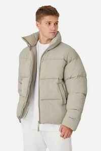 Men's <b>Winter</b> Puffer Jacket Solid Color Stand Collar Zipper Closure <b>Thick</b> Polyester Wadding Casual Outdoor <b>Coat</b> Windproof Loose - Product Image 4