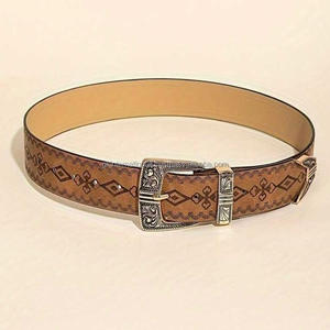 High Quality Western Style hand carved inspired embossed men's fashion leather hand tooling <b>belt</b> with <b>cowboy</b> <b>buckle</b> set - Product Image 6