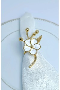 Anillo de Servilleta de Aleación de Zinc con Diseño Floral Blanco, Decoración de Mesa para Bodas y Cenas - Product Image 5