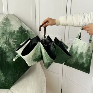 Paraguas Plegable con Estampado de Bosque, Protección UV, Mini, Portátil, de Doble Uso, para Sol y Lluvia, para Mujer - Product Image 3