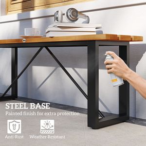 Panca da esterno a 2 posti in legno di acacia, senza schienale, con seduta a doghe, per veranda, parco o centro commerciale, stile rustico - Product Image 5