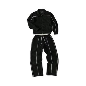 Custom Manufacturer Casual Windbreaker <b>Jacket</b> With Pants Two Piece Windbreaker Tracksuit Sets High Street Plus Size Men's Sets - Product Image 6