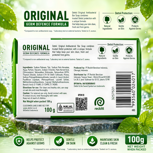 Dettol For Original Antibacterial Bar <b>Soap</b> Germ Defence Formula Gentle on Skin Nature 100g Daily Bath <b>Soap</b> for All Skin Types - Product Image 4
