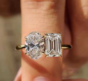 Anillo de Compromiso y Boda con Diamante Cultivado en Laboratorio, 1 Quilate, Color E/F, Sin Níquel, Sin Plomo, Estilo Clásico, Oro Sólido de 10K, 14K, 18K para Mujer - Product Image 6