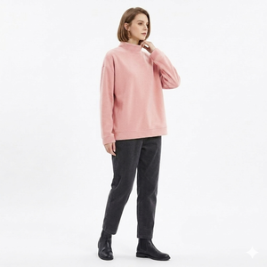 Sudadera cómoda de cuello alto oversize para mujer, informal, de invierno, de forro polar, ecológica, personalizable, antiarrugas, de secado rápido. - Product Image 1