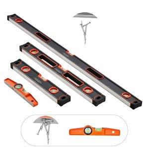 Set di 4 Livelle a Bolla Fluorescenti da 48/24/16/10 Pollici, Livelle in Alluminio a 45/90/180 Gradi, Strumenti di Misurazione - Product Image 1