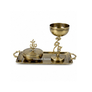Hand Made Brass Incense <b>Burner</b> Set With Tray And Candle Holder Religious Indian Style All Season Use - Product Image 1