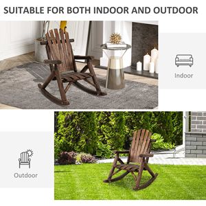 Sedia a dondolo rustica in legno per patio esterno con finitura carbonizzata - Product Image 4