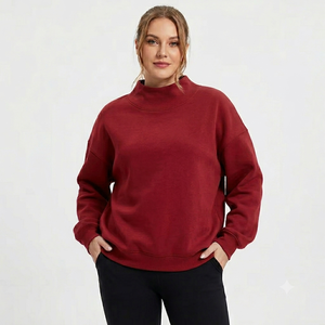 <b>Womens</b> Oversized Mockneck Sweatshirt Long Sleeve Drop Shoulder Casual Pullover <b>Top</b> Wholesale Bulk Supplier - Product Image 1