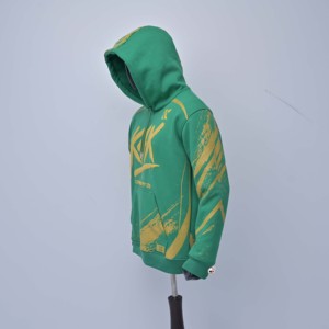 Sweat-shirt à capuche vert KEX pour homme, impression par sublimation, streetwear, logo personnalisé, coupe classique, poche intégrée, tendance automne, vente en gros - Product Image 3