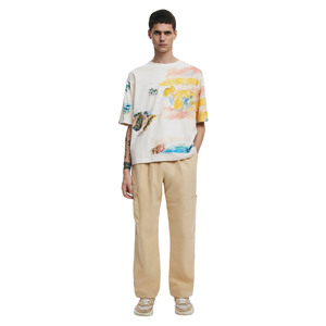 Camiseta de Hombre de Algodón Pesado y Mezcla de Bambú, Manga Corta, Cuello Redondo, Corte Regular, Ecológica, Transpirable, Color Sólido, Tejido de 240g - Product Image 2