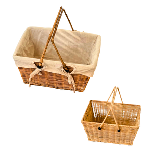 Cesta de Almacenamiento de Mimbre Ecológica con Forro de Algodón Suave, Soporte Metálico y Multifuncional, Hecha en Vietnam - Product Image 1