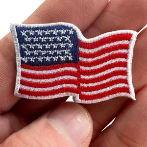 Parche de bandera estadounidense de alta calidad, termoadhesivo y para coser, con gancho y bucle, con corte láser. - Product Image 2