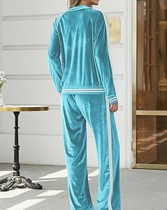Velvet Twin <b>Set</b> Track Suit Matching Oversized Stylish Fashionable Zipper Velvet Velour Track Suit <b>Set</b> Breathable Outdoor Wear - Product Image 4