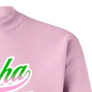Sudadera Rosa AKA con Gráficos, Cuello Redondo, Manga Larga, Puños Acanalados, Informal, de Forro Polar para Mujer, Moda Urbana, para Uso Diario - Product Image 4