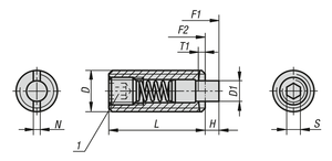 K1381 Plongeur à ressort standard, force de ressort D=M08 L=22, acier inoxydable, plat, compatible : PIN POM - Product Image 4