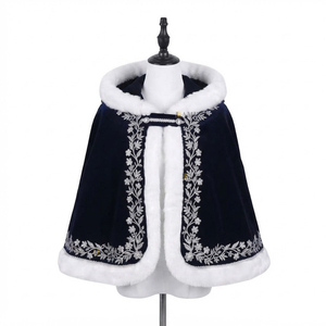 Capa de terciopelo con bordado dorado y ribete decorativo, chaqueta de disfraz para mujer, capa de carnaval para adultos - Product Image 4