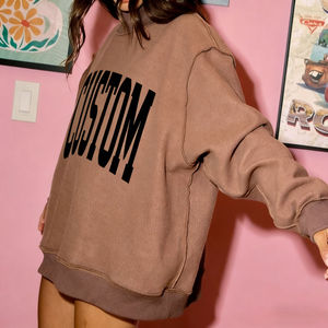 Sudadera Oversize para Mujer con Estampado Gráfico, Cuello Mockneck Casual, Forro Polar, Hombro Caído, Manga Larga, Ajuste Relajado, Letras Personalizadas - Product Image 3