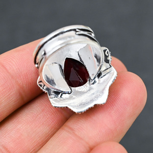 Hot Selling LAB-CREATED Red <b>Garnet</b> 925 Sterling Silver Beautiful Pear Stone <b>Ring</b> Handmade Turquoise Gemstone Wedding Jewelry - Product Image 3