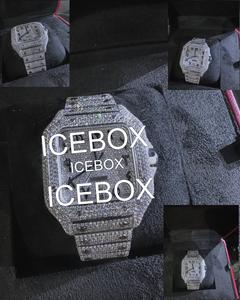 Reloj de Pulsera para Hombre con Caja Redonda de Moissanita y Acero Inoxidable, Esfera de Cristal, Brazalete con Cierre Completamente Adornado, Resistente al Agua 10 Bar - Product Image 4