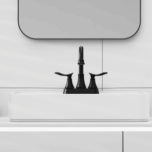 Rubinetto da Bagno Nero Opaco da 4 Pollici con 2 Maniglie, Scarico a Scomparsa e Tubi di Alimentazione, Rubinetteria per Lavabo (Non Spedibile nei Fine Settimana) - Product Image 2